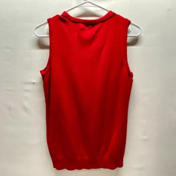 Calvin Klein Women's Sweater Vest Medium Red Tight Knit Rayon Career Top GUC - Picture 2 of 6